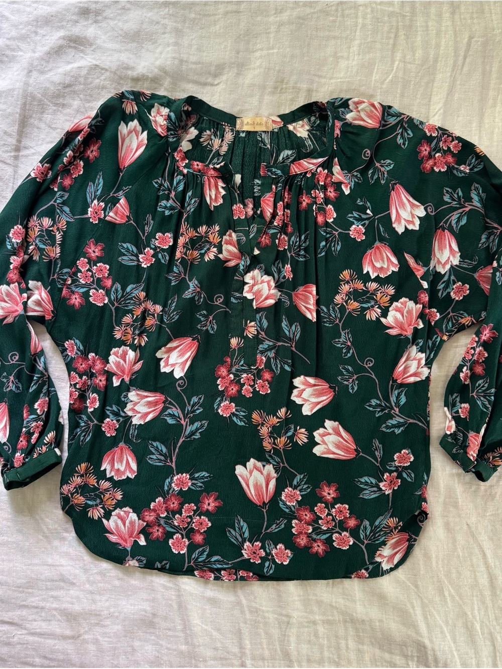 Green Floral Blouse
